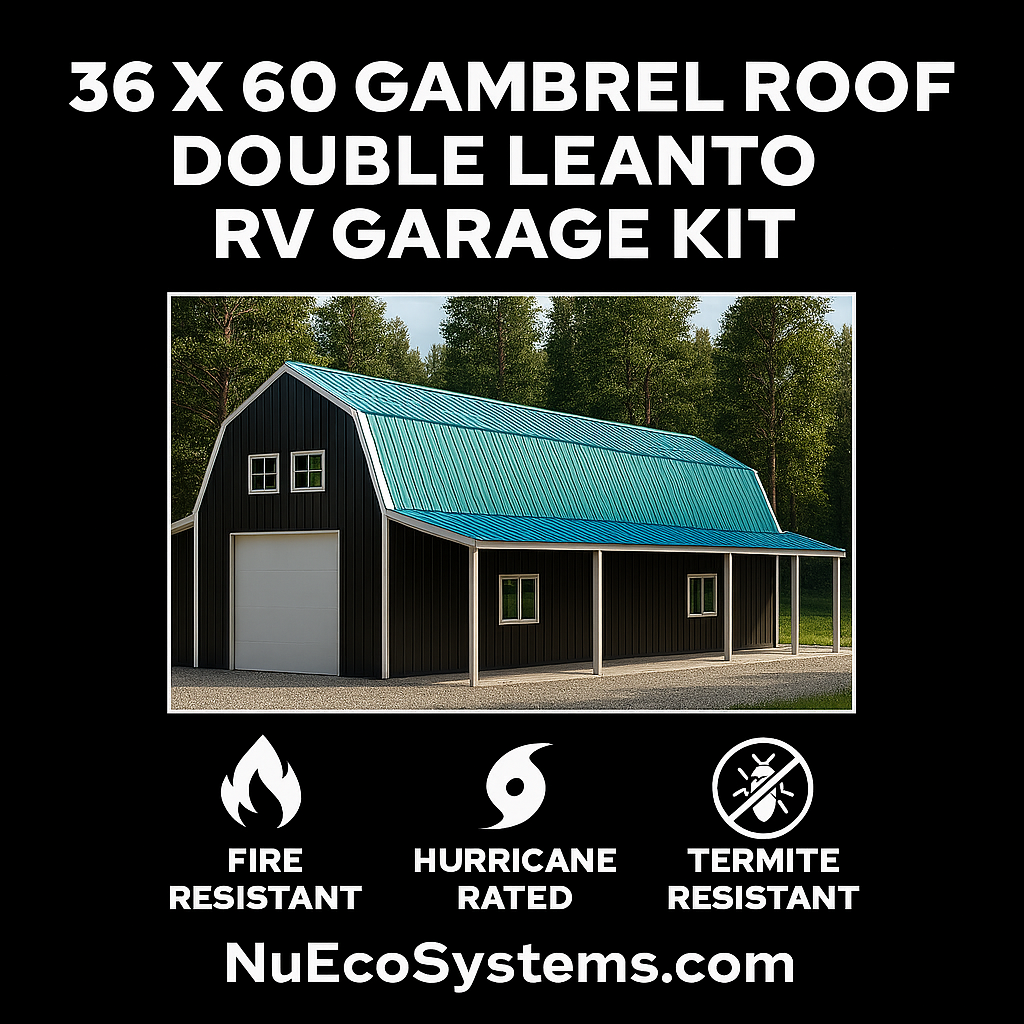 Metal Rv Leanto 36 X 60 GAMBREL ROOF DOUBLE LEANTO RV GARAGE KIT – Easy Up Steel Structures