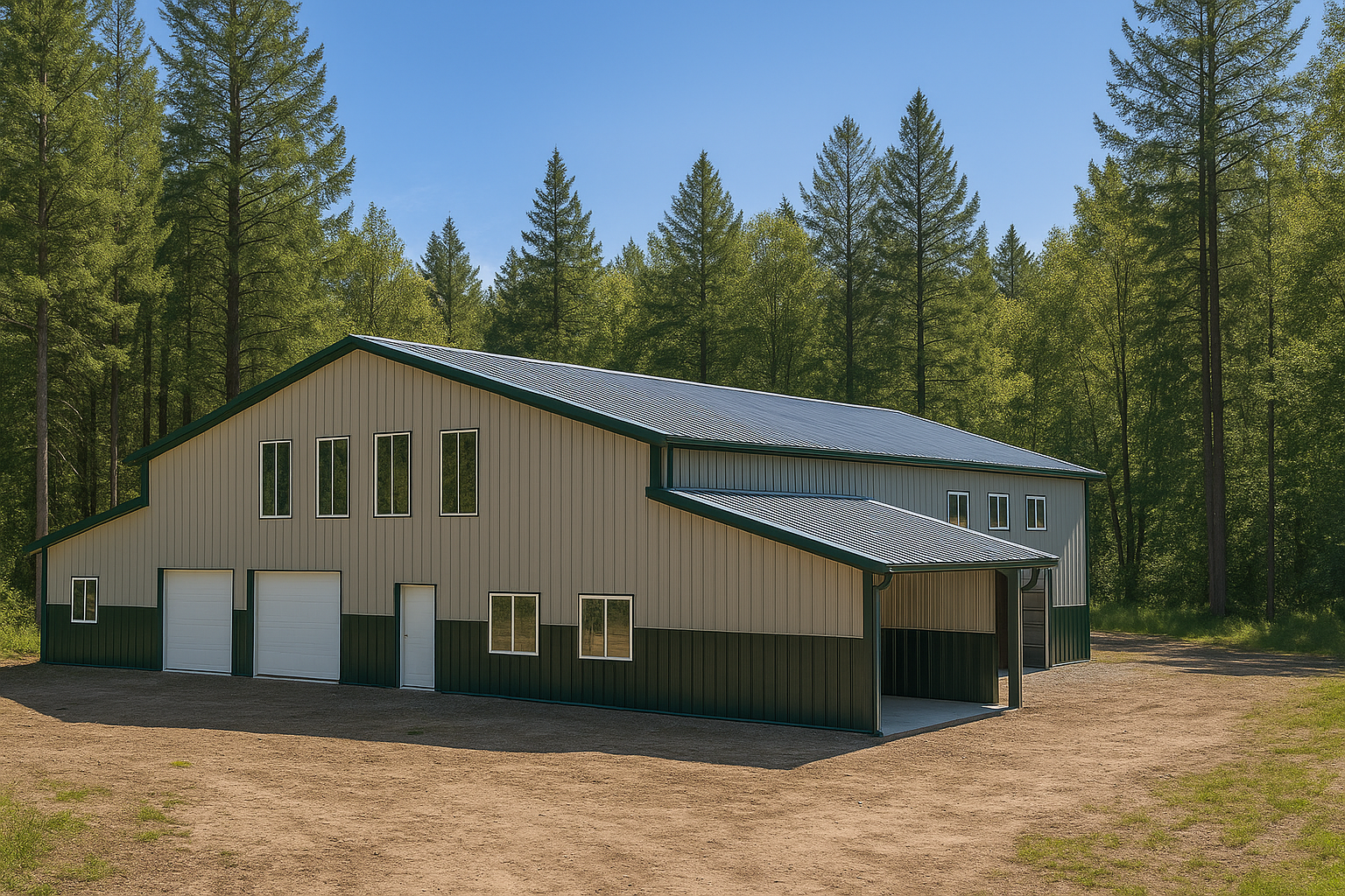 76-x-90-gable-roof-tall-double-leanto-barndominium-kitrender2